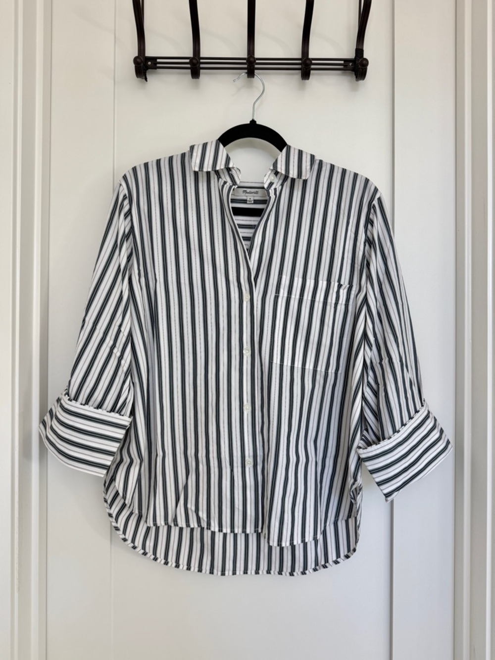 Madewell Black & White Striped Button-Up Blouse